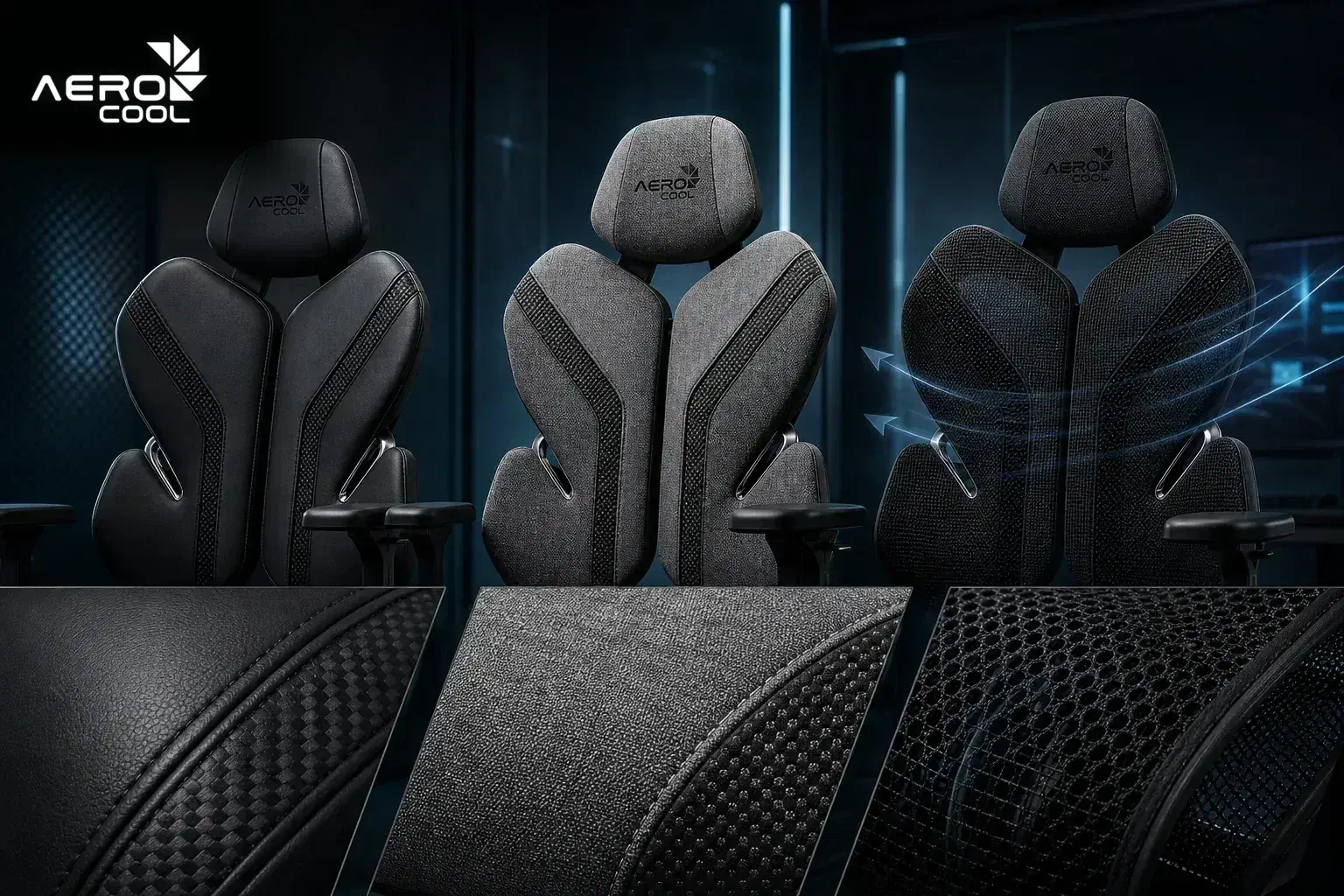 Поверхні Racer, Loft Air і Mesh у кріслах Aerocool
