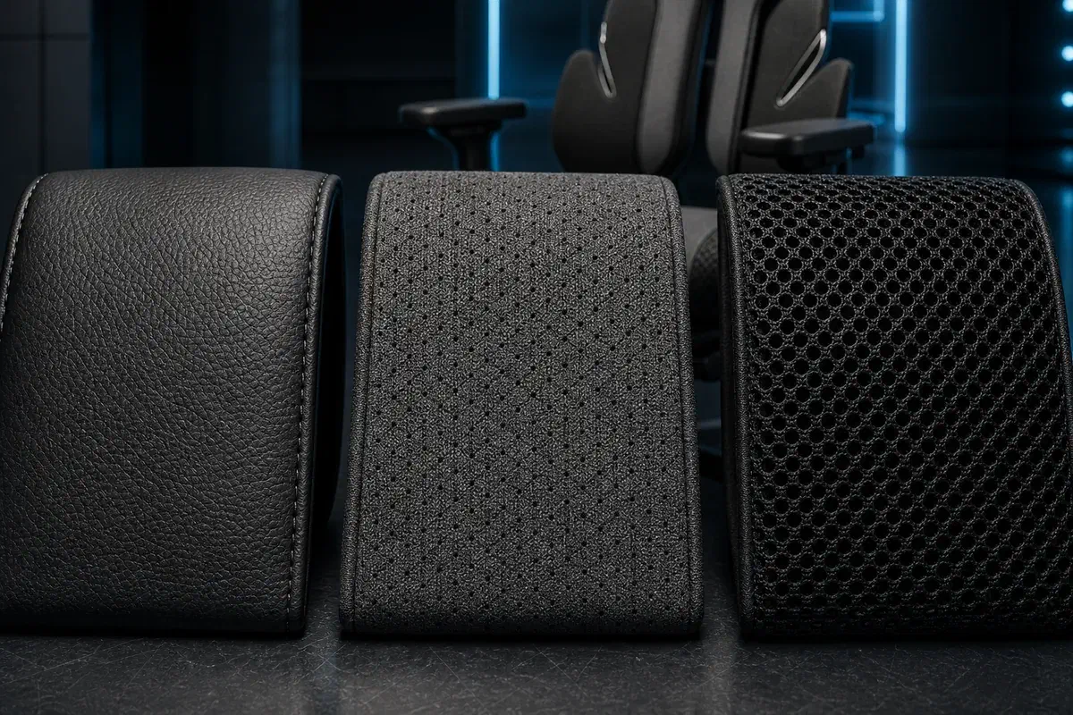 Макропорівняння поверхонь Racer, Loft Air і Mesh у кріслах Aerocool