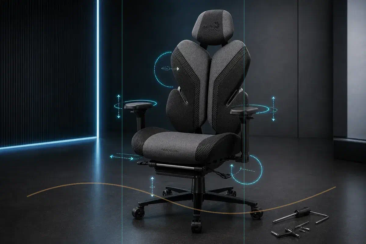 Карта практичних гайдів Aerocool про посадку, налаштування крісла і вибір для офісної команди