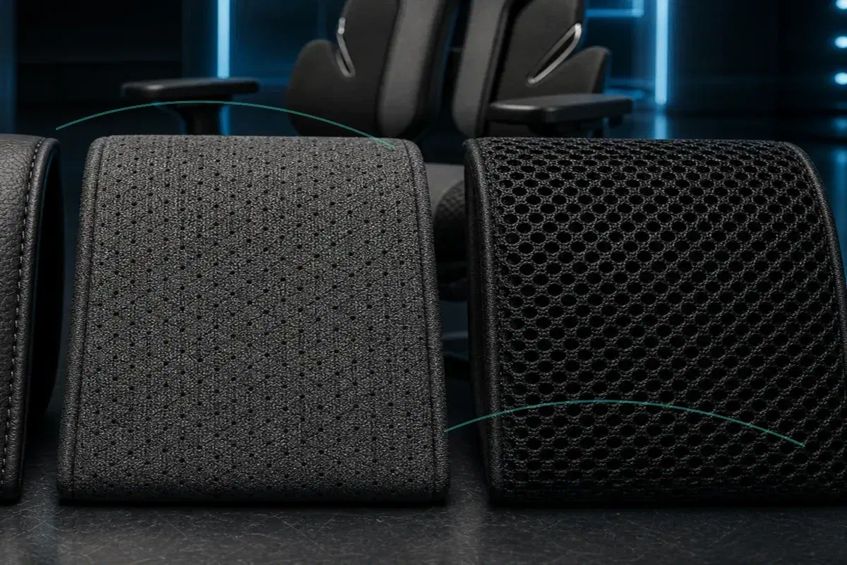 Крупне порівняння поверхонь Loft Air і Mesh для крісел Aerocool