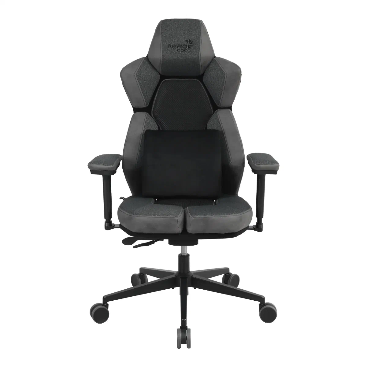 Кресло Aerocool XTAL Mesh Black — Вид спереди с поясничной подушкой